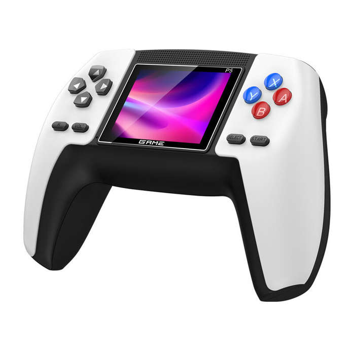 White - P5 Dual Player Retro Gamepad Console with Display Screen Built-in 520 Games Support HD Outpu