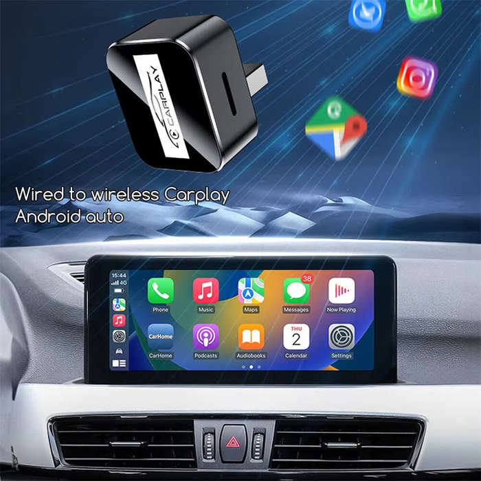 Silver - LAESD Q1AD 2 in 1 Wireless CarPlays Androids Auto Bluetooth 5.0 Wired to Wireless Adapter S