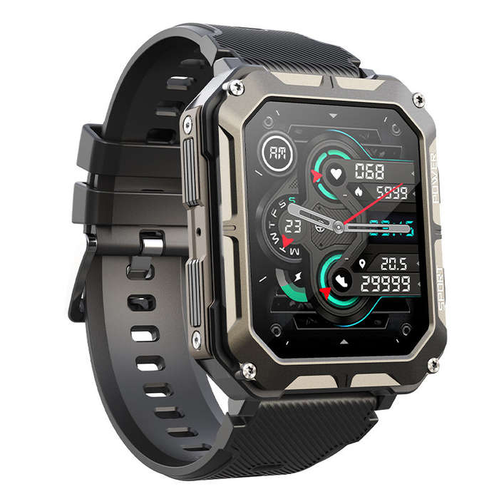 Black - Senbono C20pro 1.83inch HD Screen bluetooth Call Heart Rate Blood Pressure Blood Oxygen Moni