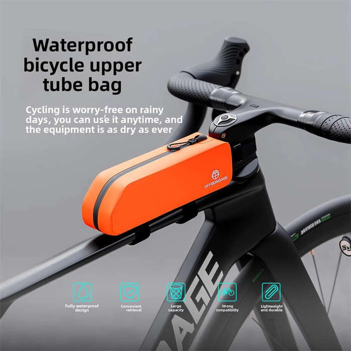 Orange - OFFBONDAGE 2L Waterproof Bicycle Top Tube Bag Convenient Zipper Large capacity Bike Front F