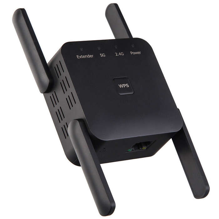 Black - AC1200 Dual Band WiFi Repeater Wi-Fi Booster WiFi Extender Amplifier 2.4G/5GHz Wi-Fi Signal