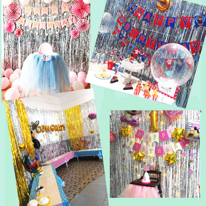 #1 - 1 x 2M Metallic Foil Fringe Door Curtains Party/Christmas/Birthday/Wedding Photo Booth Props Ba