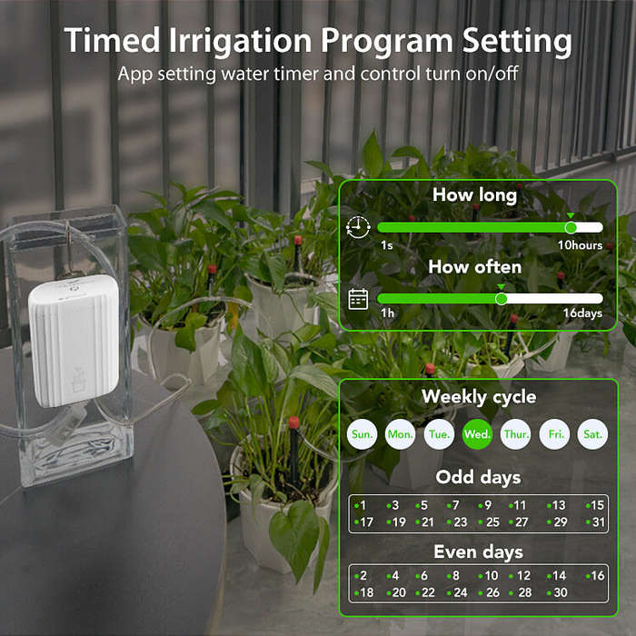 White - NEO WiFi Smart Drip Irrigation Kit for 10 Potted Plants Automatic Plant Waterer App Control