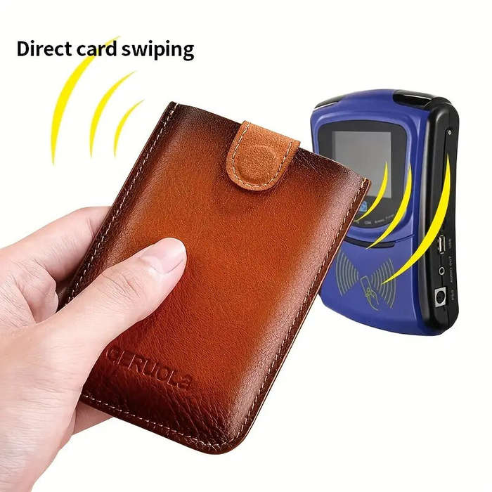 Coffee - Ekphero Men's Card Holder Genuine Leather Portable Credit Card Case Storage Magnetic Suctio