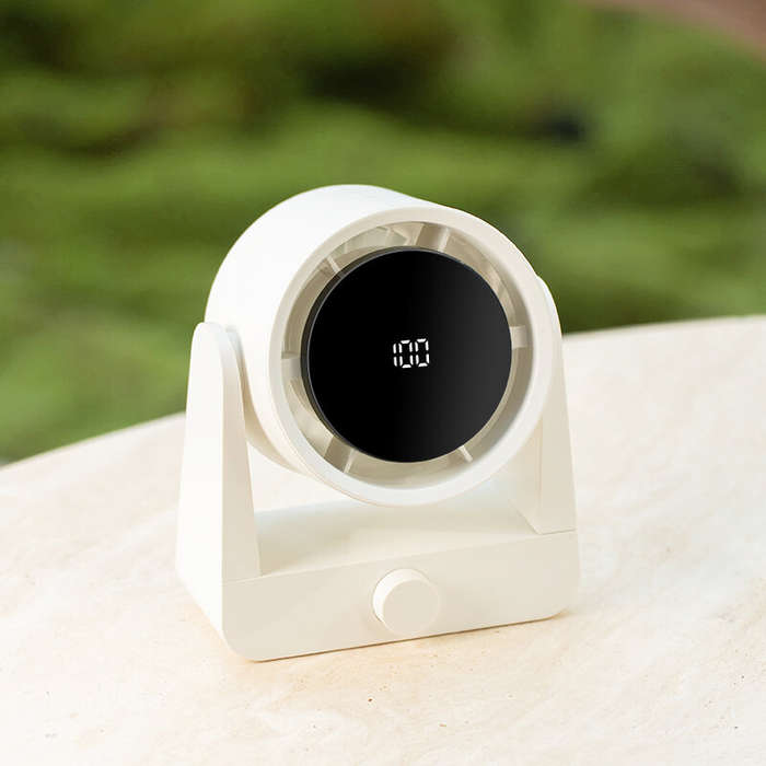 White - 100 Speed Digital Display Electric Fan High Power Wind Desktop Up and Down Adjustable Fan Pu