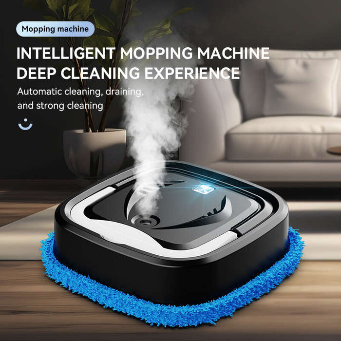White - Automatic Smart Mopping Robot with Water Tank, Vacuum and Mop Cleaning Robot, Floor Sweeper