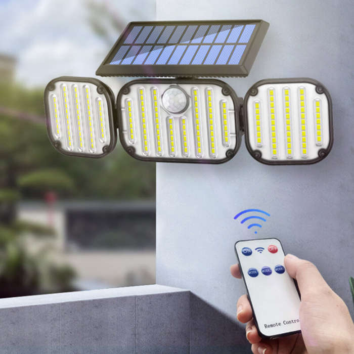Type A - 3-Head Motion Sensor Solar Light 350LM IP65 Waterproof Remote Control Floodlight 164/238 LE