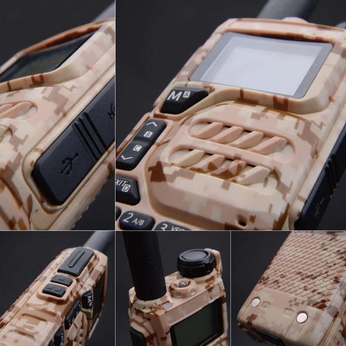 EU Plug - Quansheng UV-K5 5W Walkie Talkie Desert Camouflage UHF VHF FM DTMF Scrambler Ham 1600mAh W