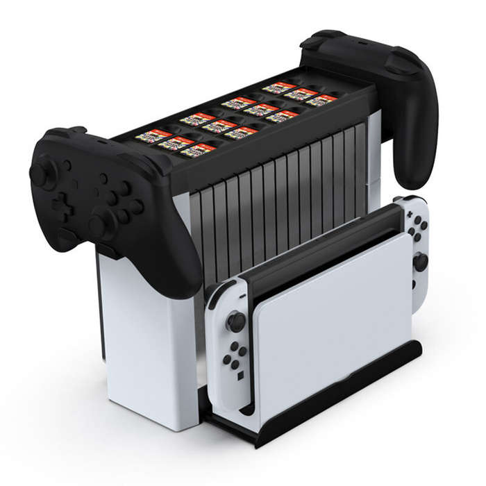 White - DOBE TNS-19051 Switch OLED Multi-Functional Storage Stand with 27 Game Card Slots Console Do