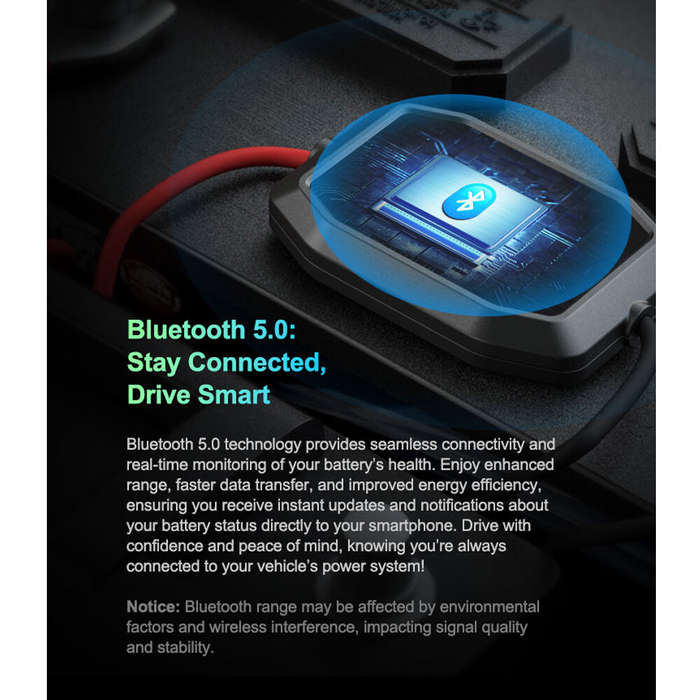 Black - Xparkle BVM02 bluetooth Battery Monitor Real Time Monitoring for Cars Yachts Off-Road Vehicl