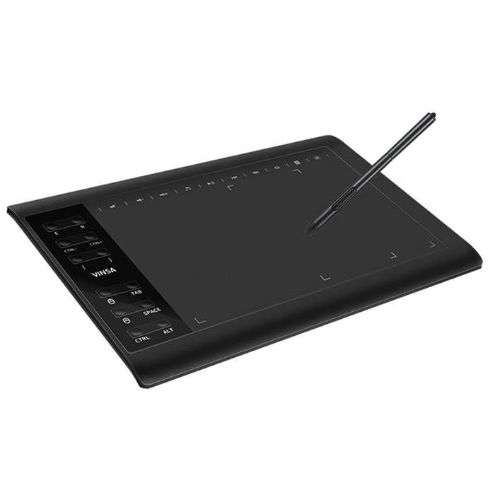 Black - 10x6 Inch Professional Graphics Drawing Tablet 12 Express Keys with for Mac Windows for Pain