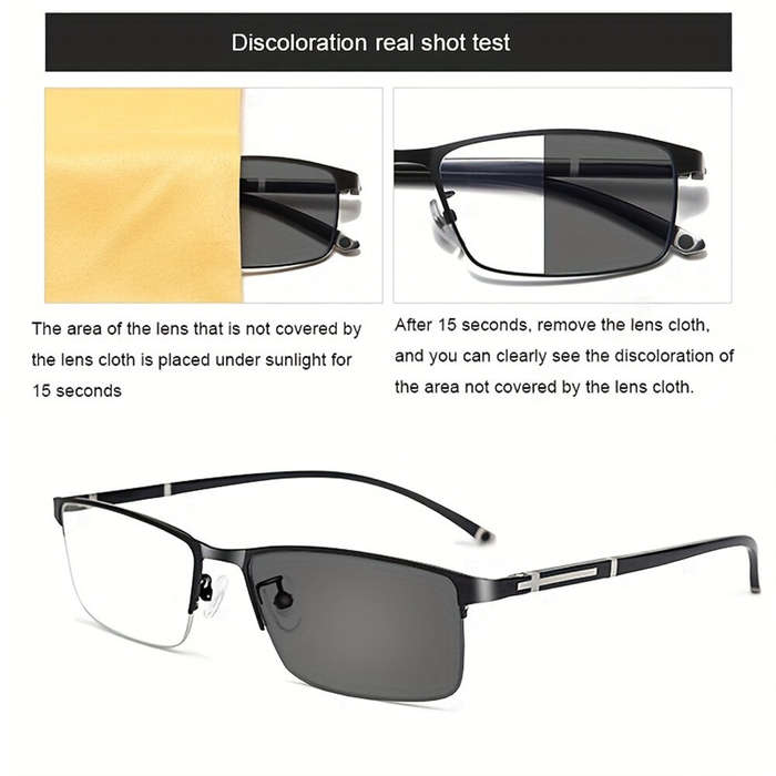 +300 - Photochromic Auto Zoom Reading Glasses HD Near Far Anti-blue Light Business Presbyopia Glasse