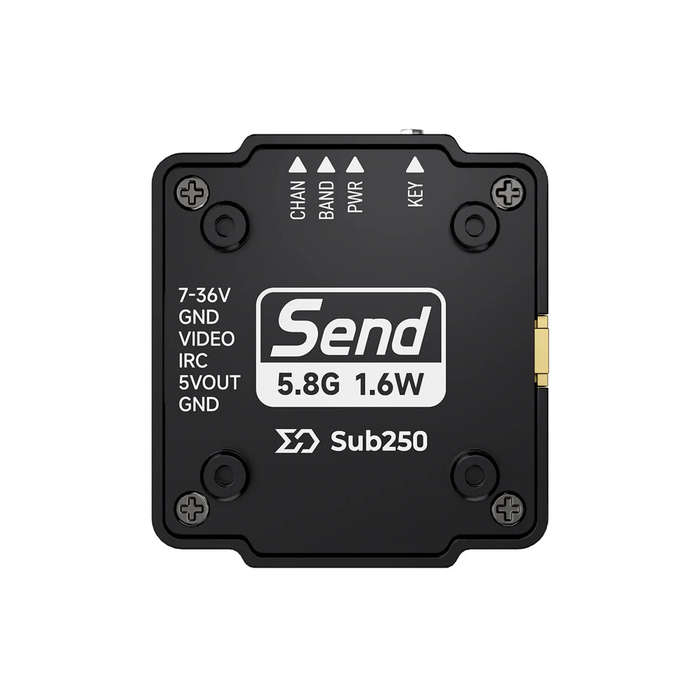 Black - Sub250 Send T1600 25mW/ 200mW/ 600mW/ 1600mW/ Pit Mode Analog FPV Transmitter 48CH VTX DC7-3