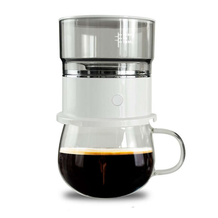 White - Portable Electric Outdoor Drip Coffee Maker for Home Office, Espresso Coffee Machine Mini Co