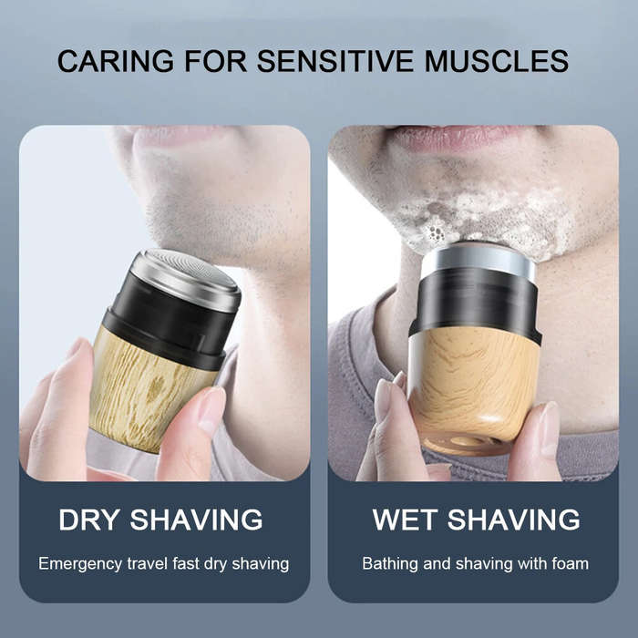 Wood grain color - Mini Electric Shaver Portable Pocket Razor Shaving Knife Fast Charging Travel Min