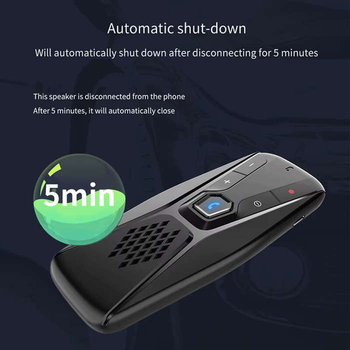 Black - Bluetooth Car Kit Handsfree Speakerphone Wireless with Microphone Bluetooth 5.0 Automatic Sh