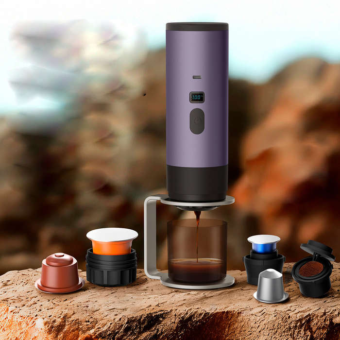 White - Comfook Portable Capsule Coffee Machine Support Capsules & Powder Brewing Coffee Maker with