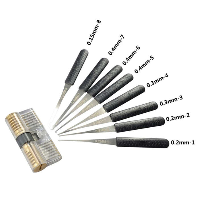 Blue - 12PCS Locksmith Hand Tools Supplies Lock Pick Set Practice Handcrafted Tools for Lock Picking