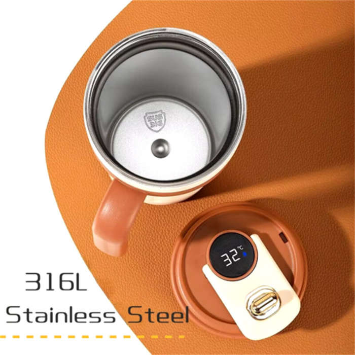 Light Brown - IPRee 650ml Stainless Steel Insulation Cup with Handle Smart Coffee Cup LED Temperatur
