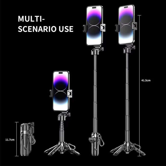 Without Filling Light - JC-25 Bluetooth Selfie Stick 360 Rotation Portable Mini 4 Leg Telescopic Sta