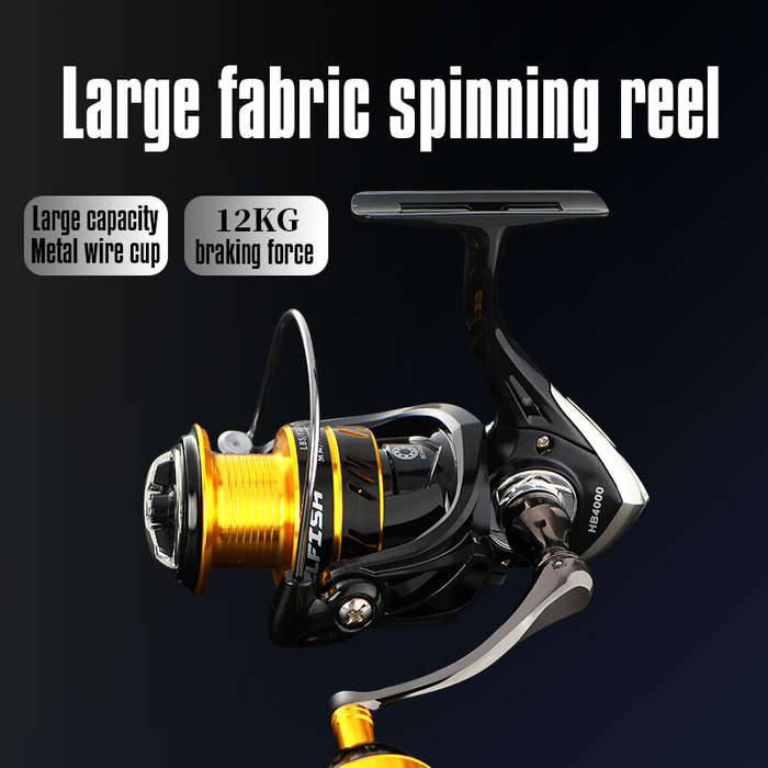 4000 - Spinning Metal Rod Fish Wheel 5.21 Gear Speed Ratio 12kg Braking Force Lightweight Sea Pole L