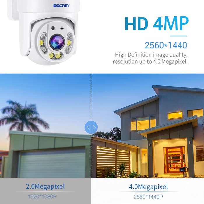 ESCAM TY114 4MP 1440P WiFi IP Camera Tuya Full Color Wireless PTZ IP Dome Camera AI Humanoid Home Se