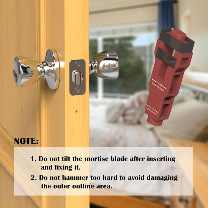 Red - Door Latch Mortise Tool Door Lock Installation Kit Stainless Steel Blades Fits 1 Inch Edge Hol