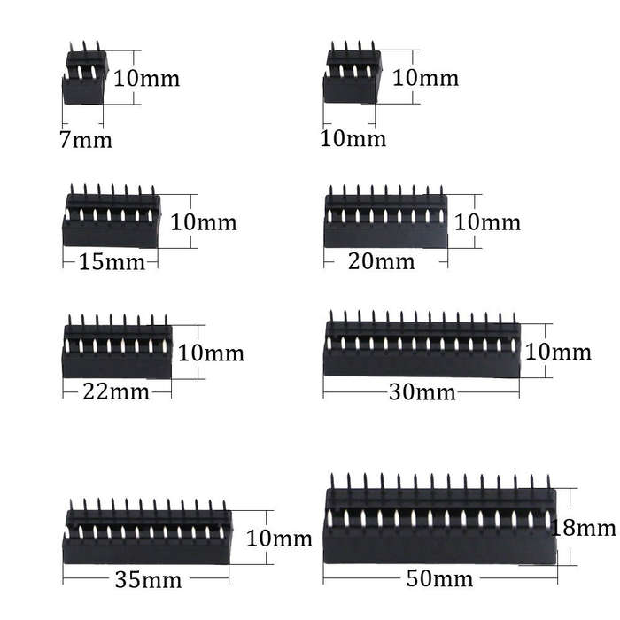 Kit - 122Pcs IC Socket Assortment Kit 2.54mm Pitch 6-40 Pin DIP Sockets for PCB Prototyping and Brea