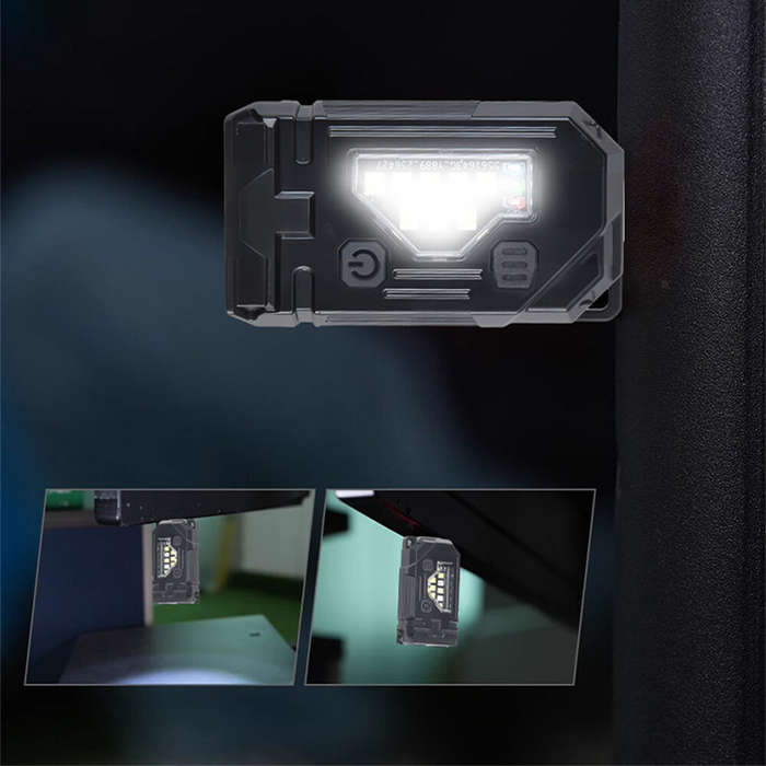 Black - Portable LED+COB Mini LED Keychain Light USB Rechargeable with Multifunctional COB Work Lamp