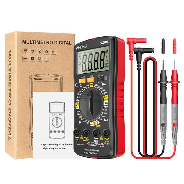 Red - ANENG SZ08 Ultra-thin Split LCD Digital Multimeter Tester with Stowable Test Pen AC/DC 220V Pr