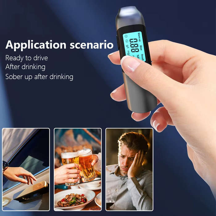 Black - Portable Non-Contact Alcohol Tester with LED Digital Display Alcoholmeter Alcohol Tester Acc