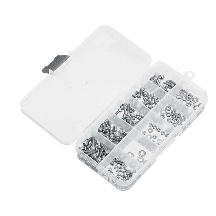 1 Set - 240PCS M2 M2.5 M3 Hexegon Nuts Weshers Screw Box Accessories Set Spare Parts for Fixed Wing
