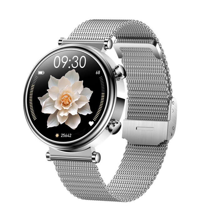 Silver - T86 1.27inch HD Screen 40mm Female Size Women's Health bluetooth Call Blood Glucose Uric Ac