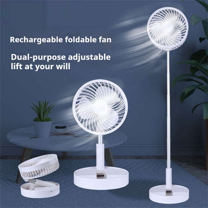White - Tevorex 7200mAh Telescopic Folding Fan USB Charging Portable Mini Electric Fan Dormitory Out