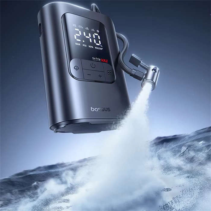 Black - Baseus Wireless Car Air Pump LCD Digital Display Electric Tire Inflator Portable Air Compres