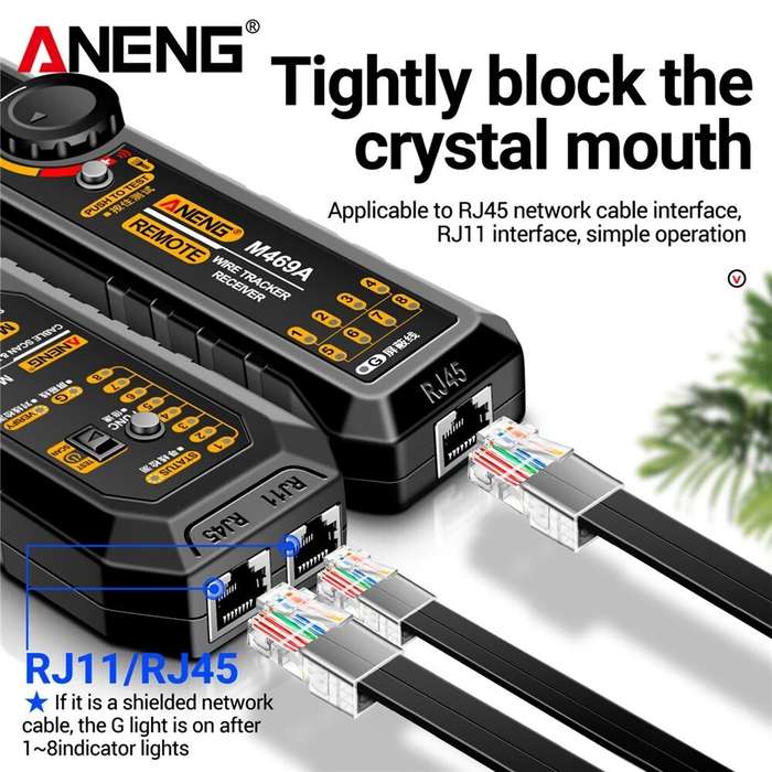 Black - ANENG M469A Smart Network Cable Tester RJ45 RJ11 LAN Cable Tester Finder Wire Tracker Receiv