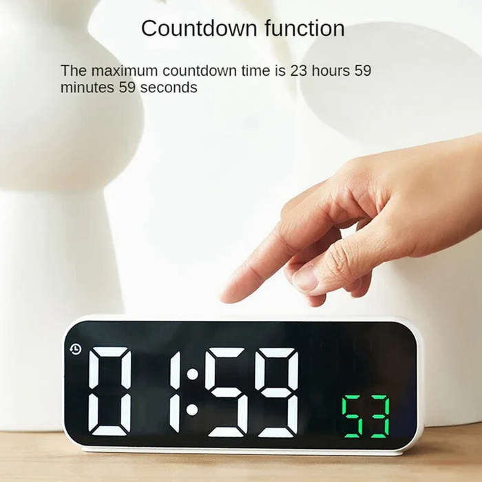 #B - Multifunctional LED Clock 12/24H Digital Wall Alarm Clock LED Temperature Date Display Week Nig