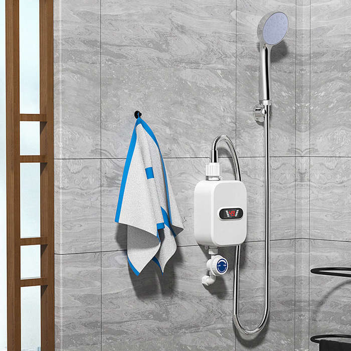 3500W 220V Mini Water Heater Hot Electric Tankless Household Bathroom Faucet with Shower Head LCD Te
