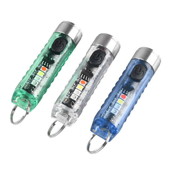 White - SST20 400LM Portable Mini Outdoor Key Chain Flashlight with Multi-light Source Side Light TY