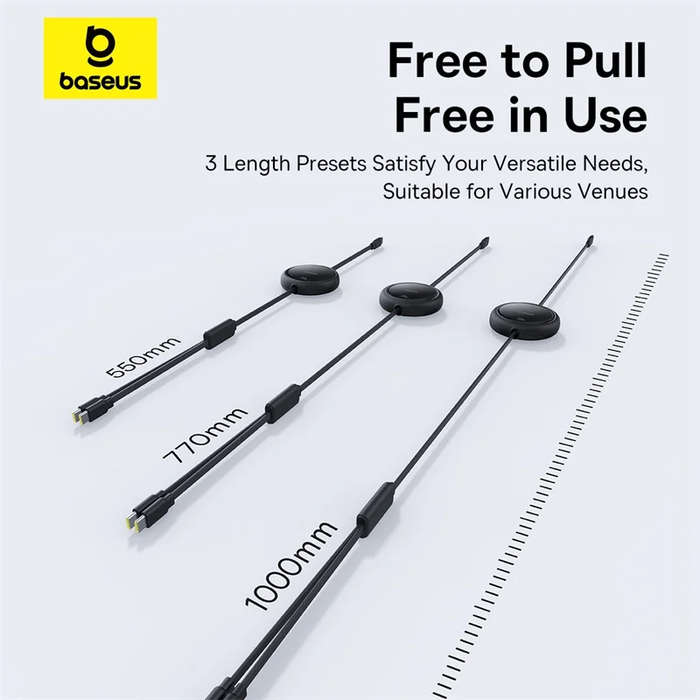Black - Baseus Bright Mirror Series 100W Type-C to C+C Cable Fast Charging Data Transmission Copper