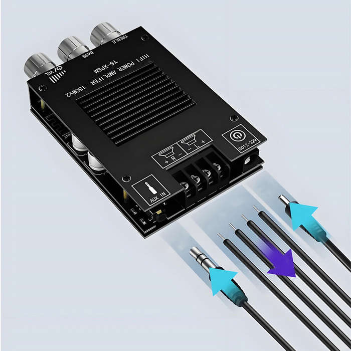 Black - YS-XPSM 150Wx2 TDA7498E Stereo Treble Bass Adjustment bluetooth 5.0 Audio Power Amplifier Bo