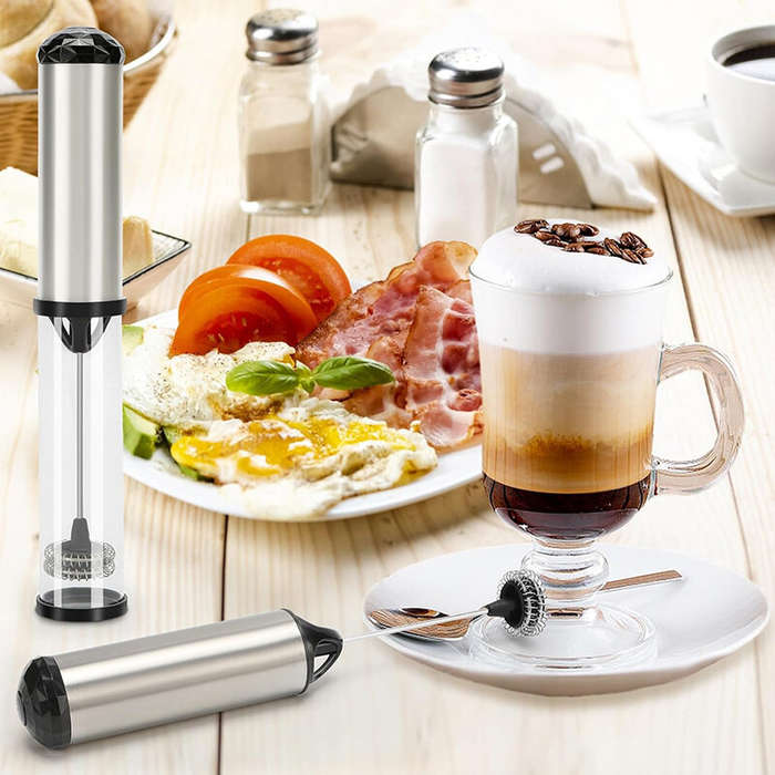 Silver - Portable Electric Milk Frother USB Rechargeable Egg Beater Matcha Frother Coffee Cappuccino