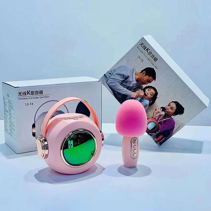 with One Microphone - Wireless bluetooth Speaker with Microphone LED Light 2000mAh Portable Karaoke