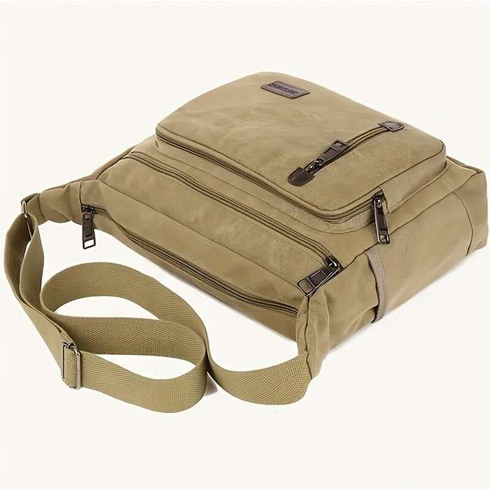 Black - Vintage Canvas Crossbody Bag for Men Adjustable Strap Large Capacity Multi-Layer Zipper Mess