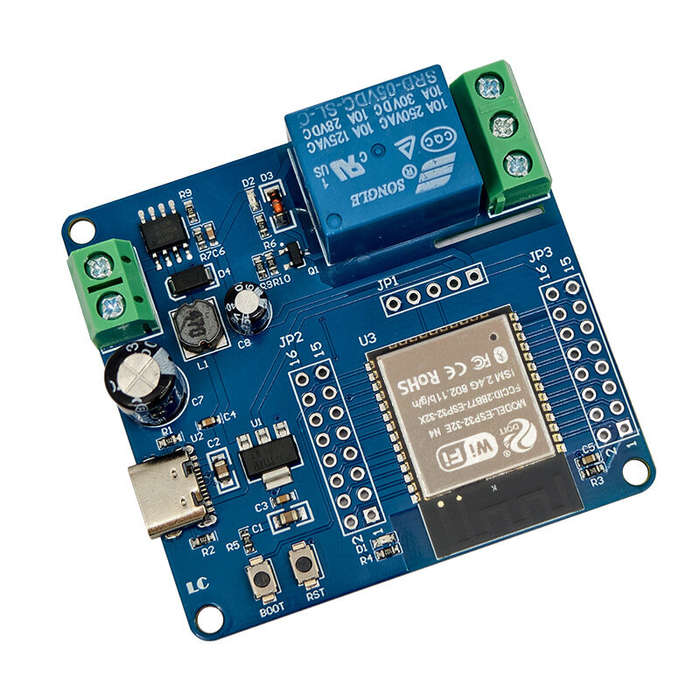 Board Only - ESP32-C6 WiFi BT Development Board DC 5-60V Single Channel Relay Module Onboard Type-C