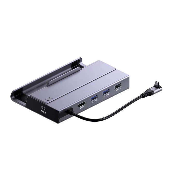 Grey - 7-in-1 USB-C Steam Deck Docking Station with M.2 NVME SSD Card Slot HUB Type C to HD 4K60Hz 1