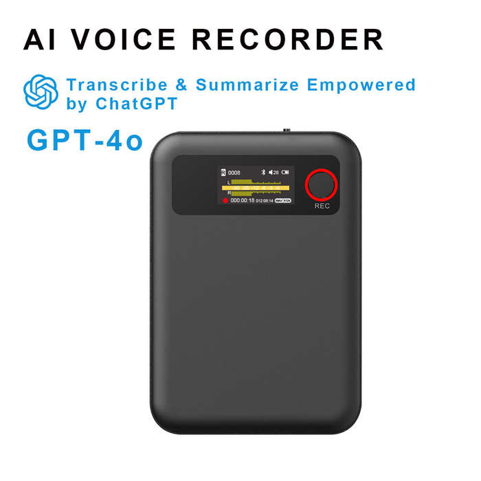 Black - L8 64G AI ChatGPT Recorder Real Time Transcription APP Control Portable Voice Recorder Voice
