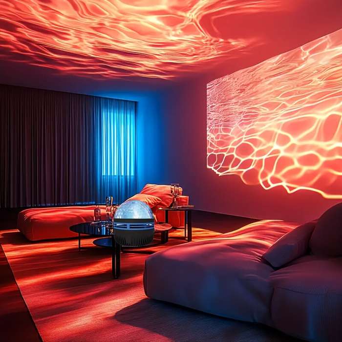 #1 - LED Ocean Wave Projector LED Night Light USB Rechargeable Ripple Atmosphere Lamp for Bedroom, H