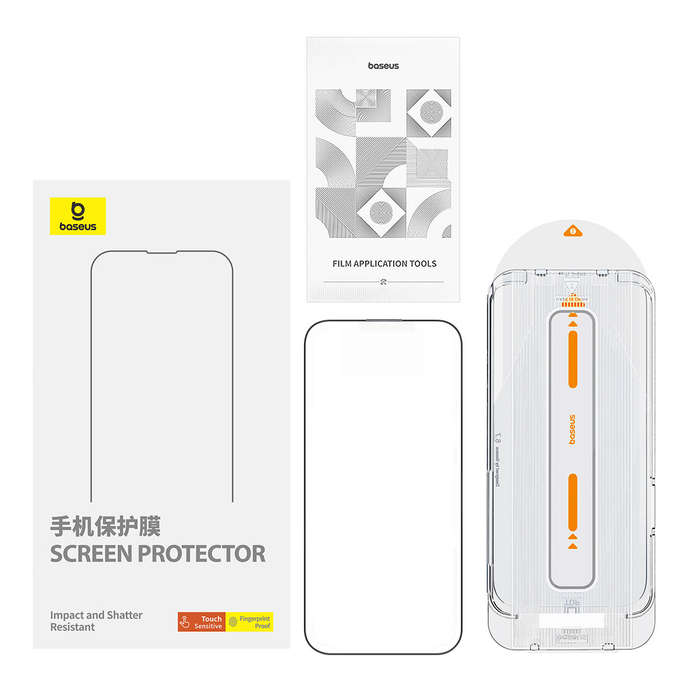 iPhone 15 Pro - Baseus Crystal Series Anti-Glare Full-Coverage HD Tempered Glass Screen Protector wi