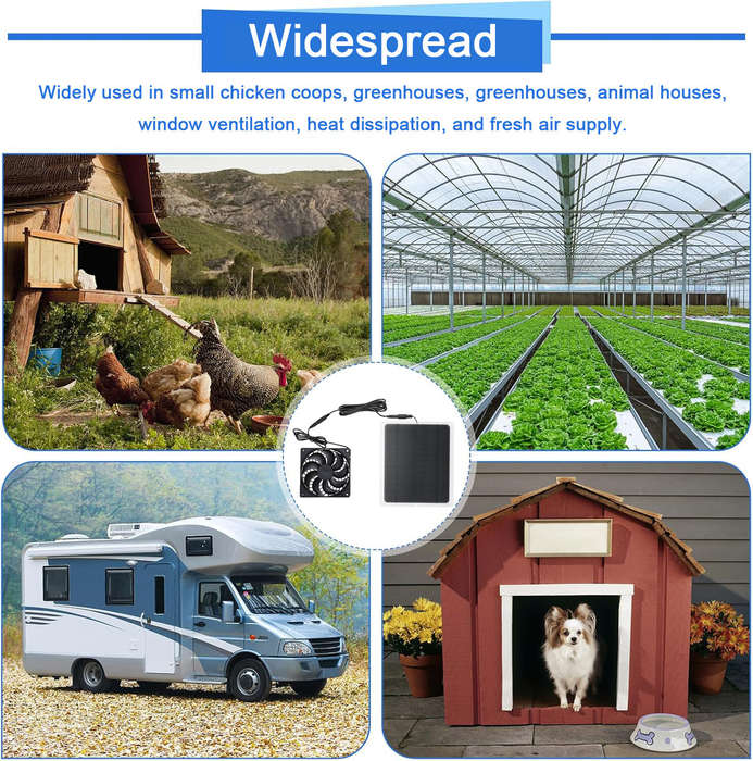 Black - 10W Photovoltaic Solar Panel High Speed Waterproof Exhaust Fan With Protective Net Suitable